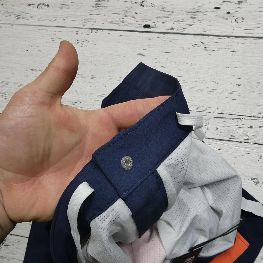 Rhone Swim Shorts Mens 2XL Blue‎ Orange Colorblock Barrier Lined Quick Dry